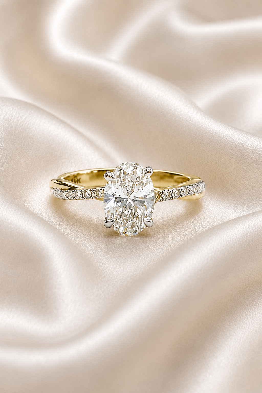 Oval with side Diamond Ring