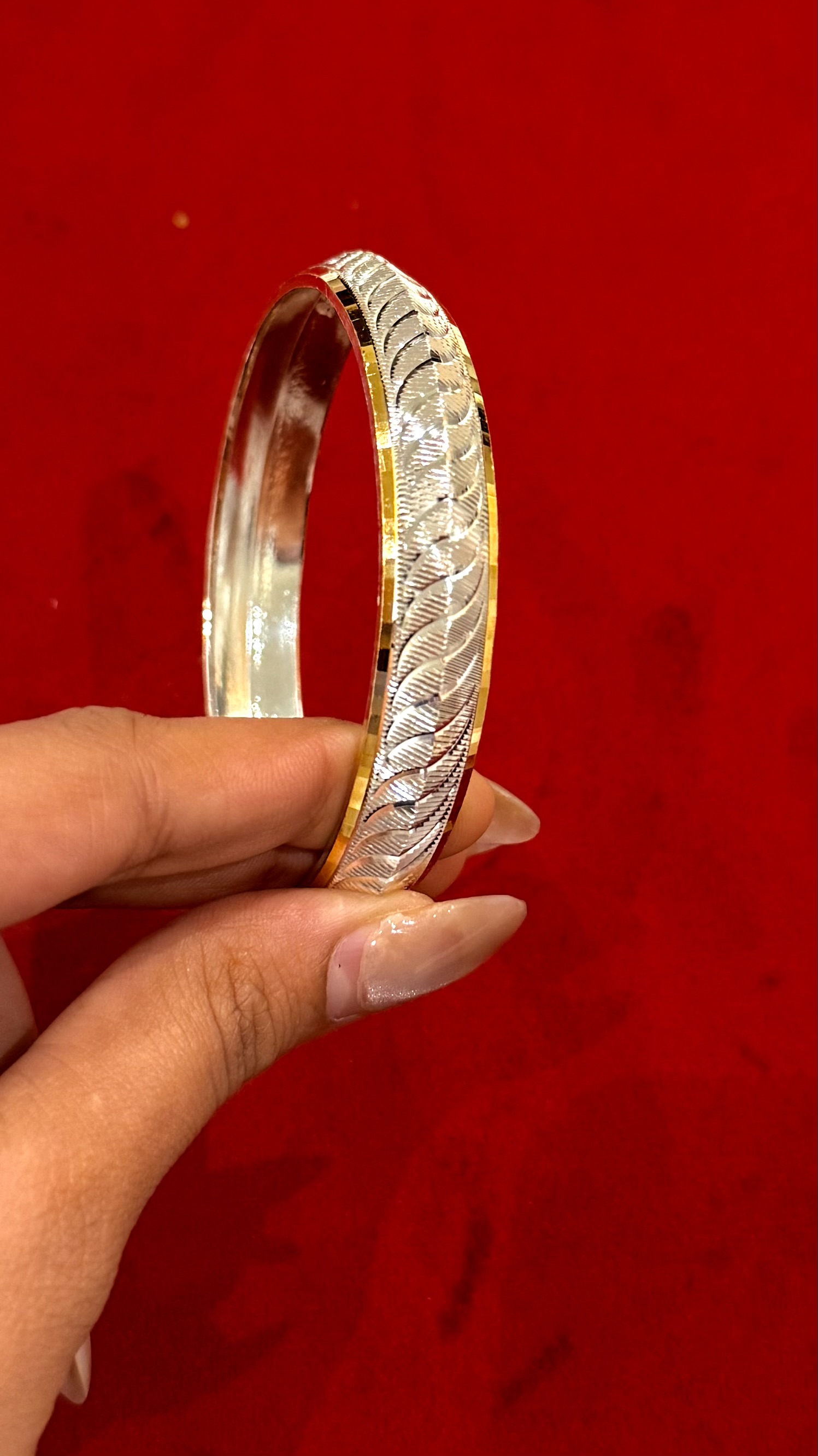 CURVE CUT DESIGN MENS SILVER KADA